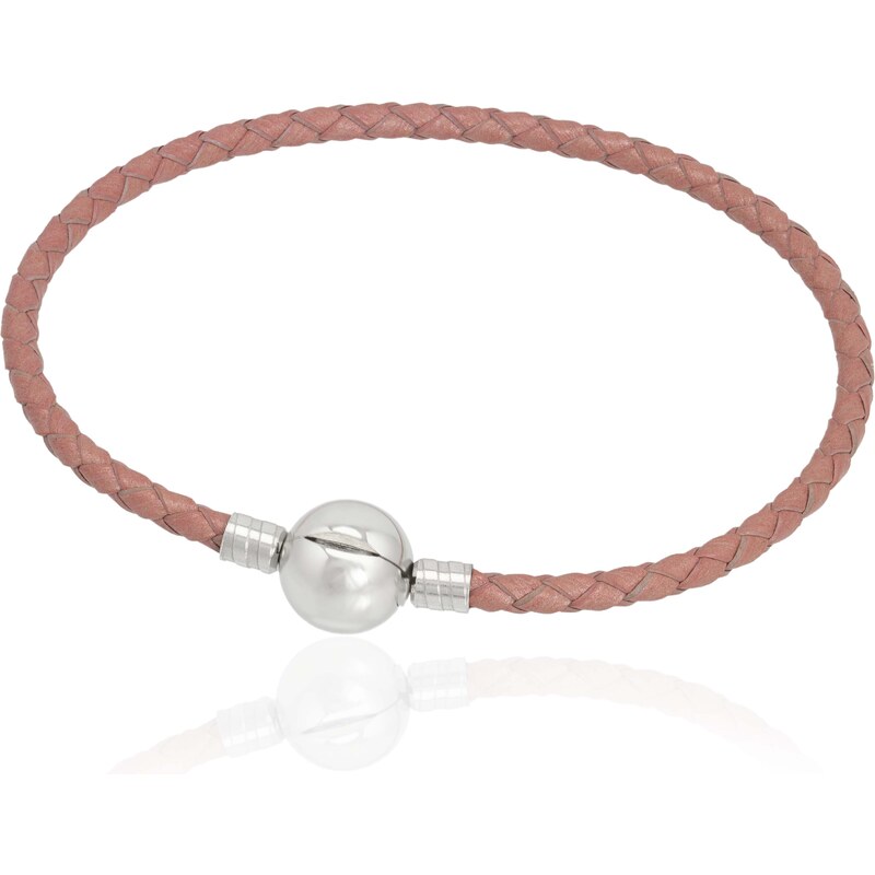 Linda's Jewelry Kožený náramek Růžový Chirurgická ocel INR129