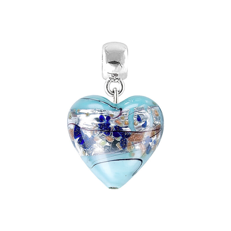 Přívěsek Ice Heart s ryzím stříbrem v perle Lampglas
