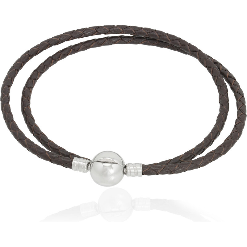 Lindas Jewelry Kožený náramek Dvojitý Hnědý Chirurgická ocel INR130 67201433