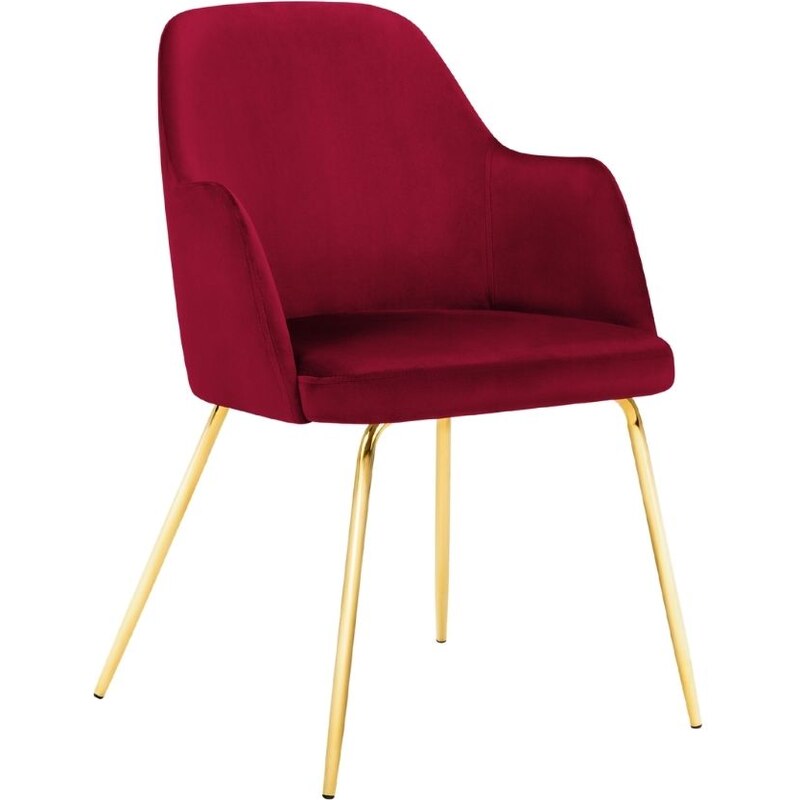 Červená sametová jídelní židle MICADONI CHAYA