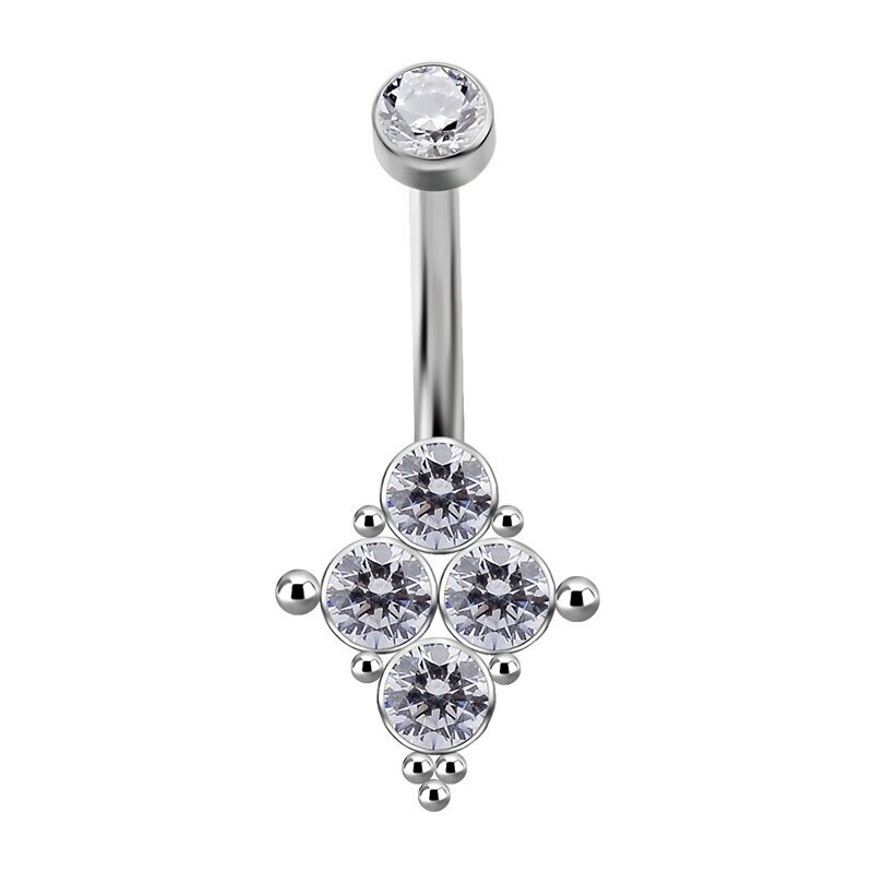 Devilheart Titanový piercing do pupíku s vnitřním závitem s čirými 101229783