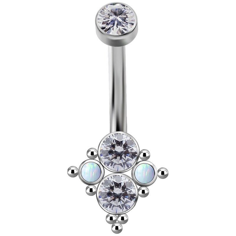 Devilheart Titanový piercing do pupíku s vnitřním závitem s opálovými 107633357