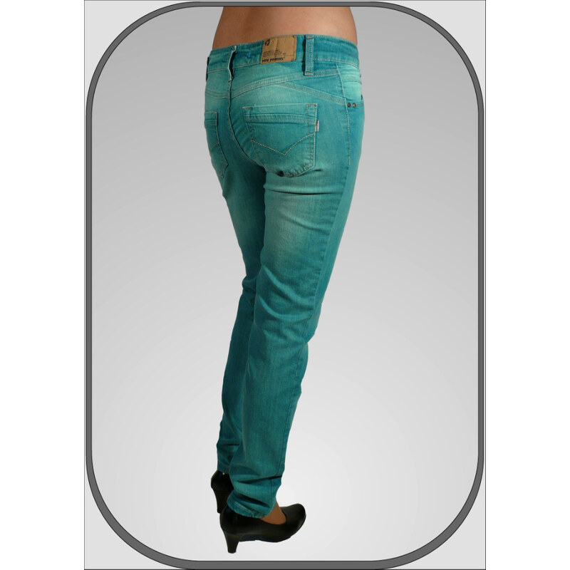 JOY JEANS Dámské tyrkysové jeansy GOSIA dl. 32" (81cm)