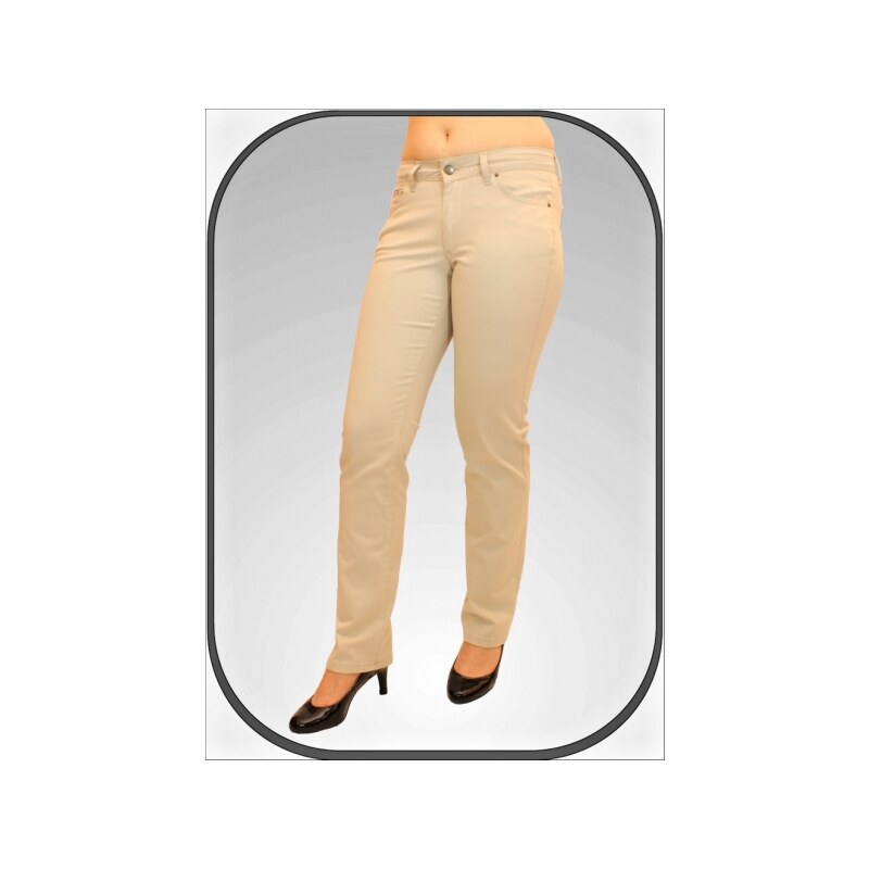 JOY JEANS Dámské prodloužené béžové kalhoty 216 dl. 34" (86cm)