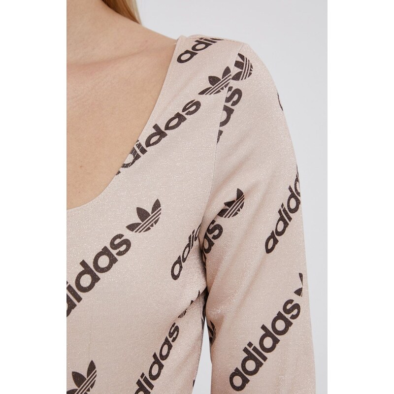 Tričko s dlouhým rukávem adidas Originals HM4893 dámský, béžová barva