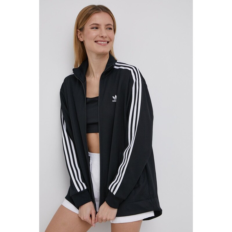 Mikina adidas Originals Adicolor HC2062 dámská, černá barva, s aplikací, HC2062-BLACK