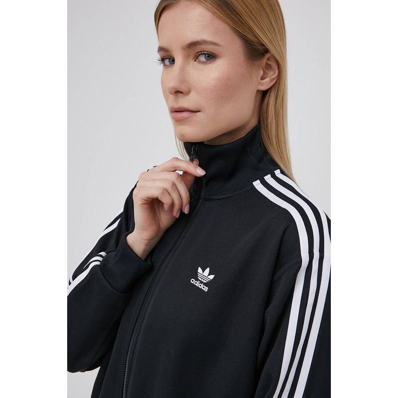 Mikina adidas Originals Adicolor HC2062 dámská, černá barva, s aplikací, HC2062-BLACK