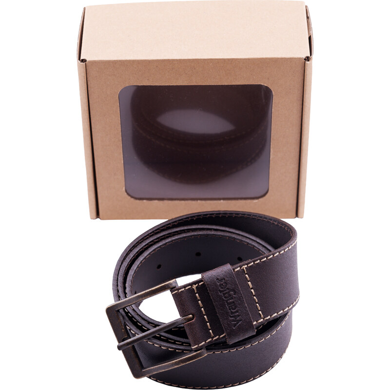 Opasek WRANGLER W0081US85 BROWN BASIC STITCHED BELT