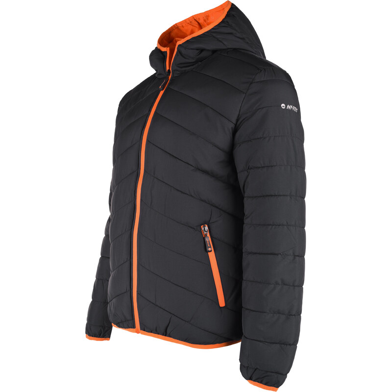 HI-TEC Blato - pánská polstrovaná bunda s kapucí (černá-oranžová)
