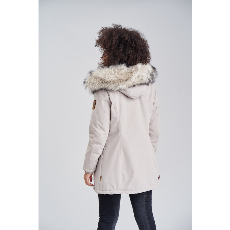 Dámská zimní bunda s kapucí a kožíškem Cristal Navahoo - ANTRACITE