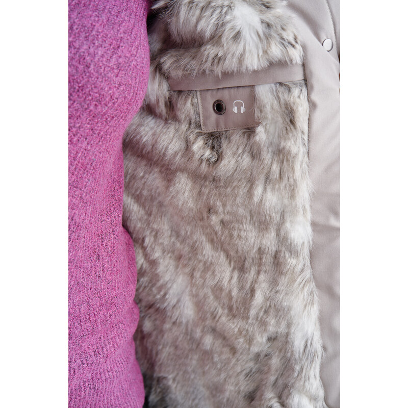 Dámská zimní bunda s kapucí a kožíškem Cristal Navahoo - ROSE