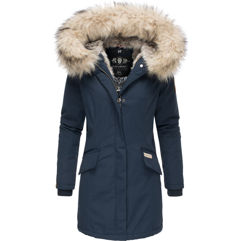 Dámská zimní bunda s kapucí a kožíškem Cristal Navahoo - NAVY