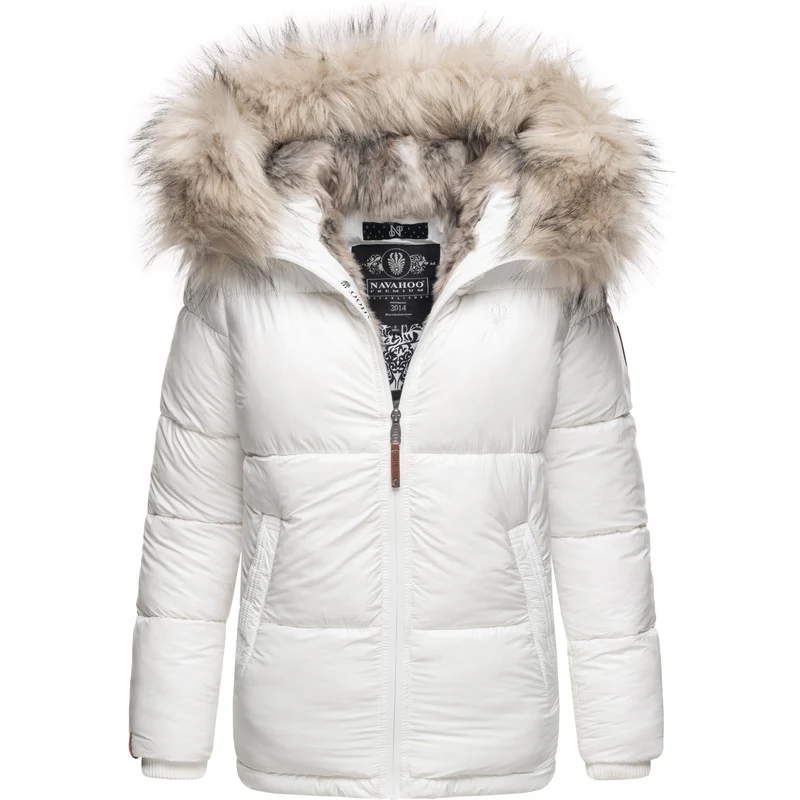 Dámská teplá zimní bunda s kožíškem Tikunaa Premium Navahoo - WHITE -  GLAMI.cz