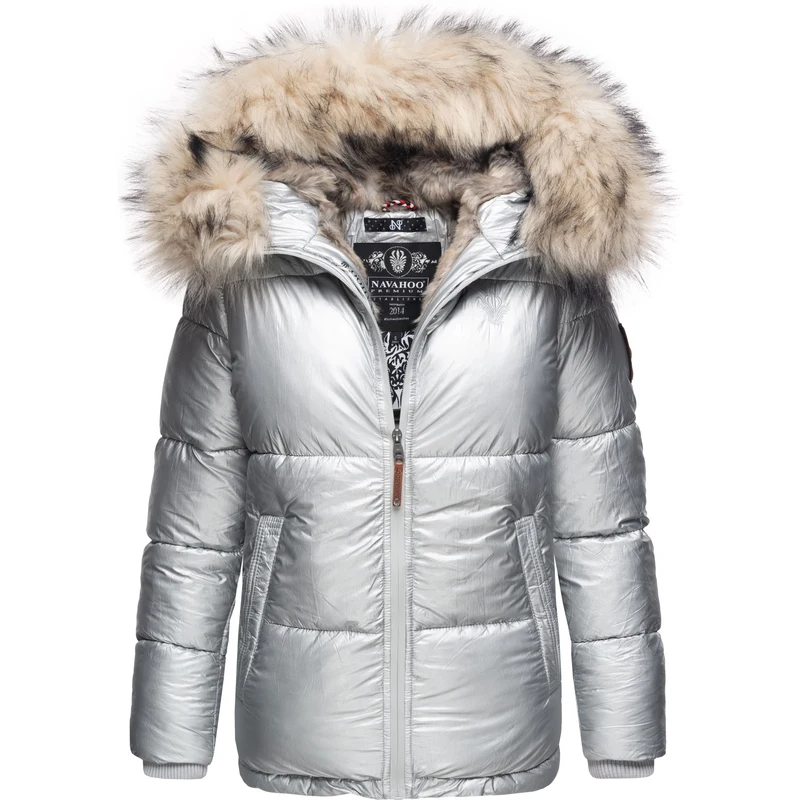 Dámská teplá zimní bunda s kožíškem Tikunaa Premium Navahoo - SILVER -  GLAMI.cz