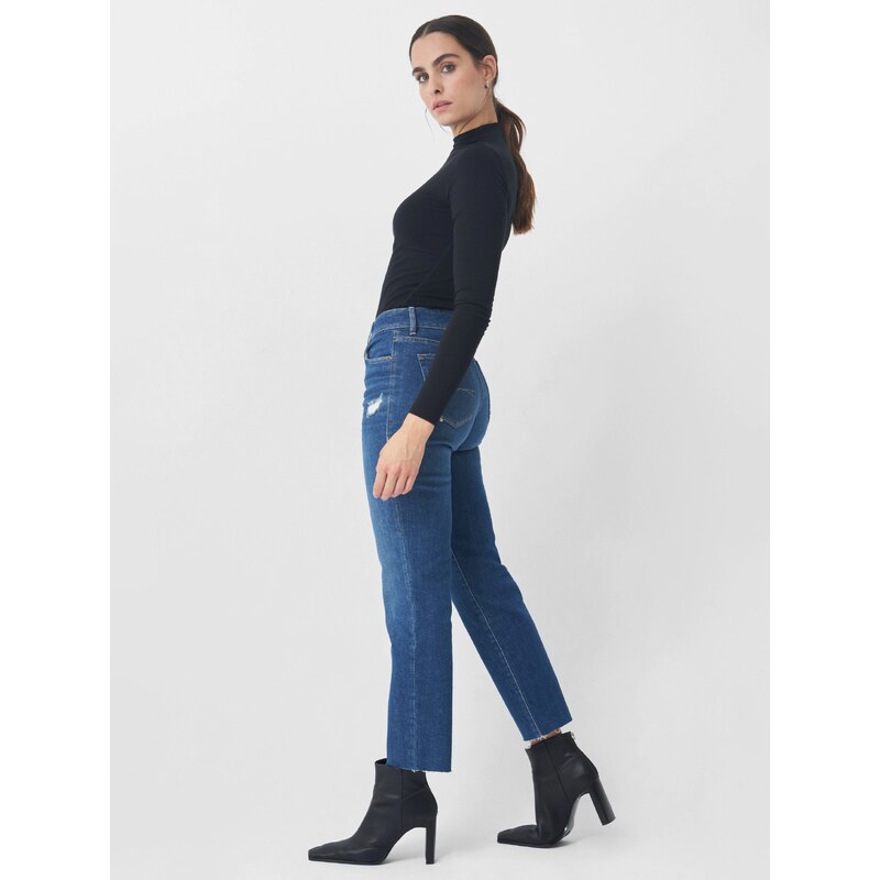 Tmavě modré dámské zkrácené straight fit džíny Salsa Jeans - Dámské