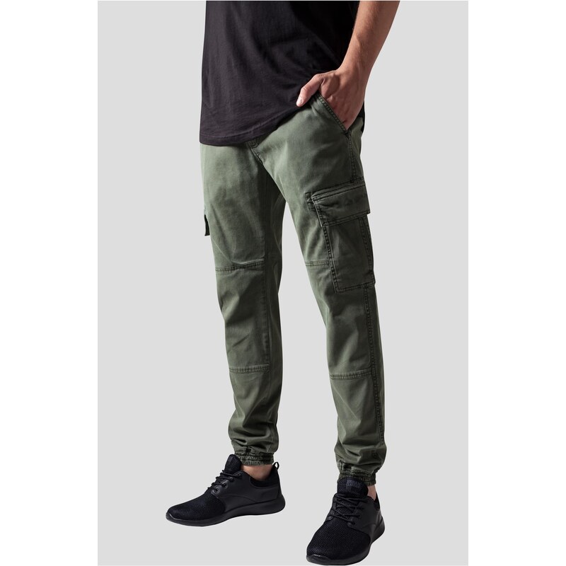 Urban Classics Seprané Cargo Twill Jogging Kalhoty olivové