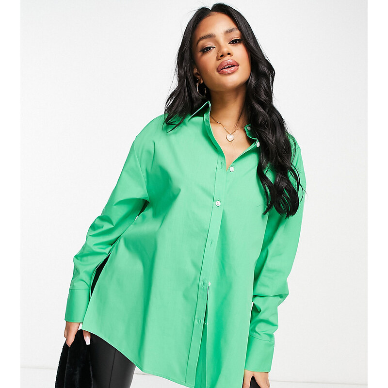 ASYOU branded oversized shirt in green 115743771
