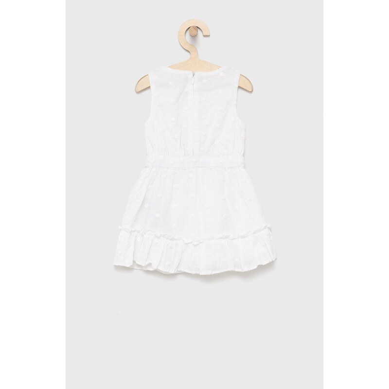 Dětské bavlněné šaty Guess bílá barva, mini, áčková
