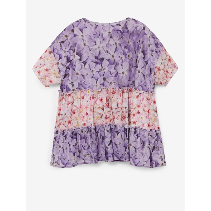 Světle fialové holčičí květované tričko Desigual Helm - Holky