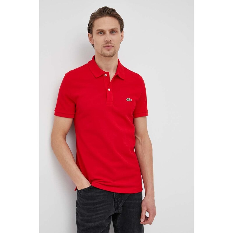 Bavlněné polo tričko Lacoste červená barva, PH4012-001