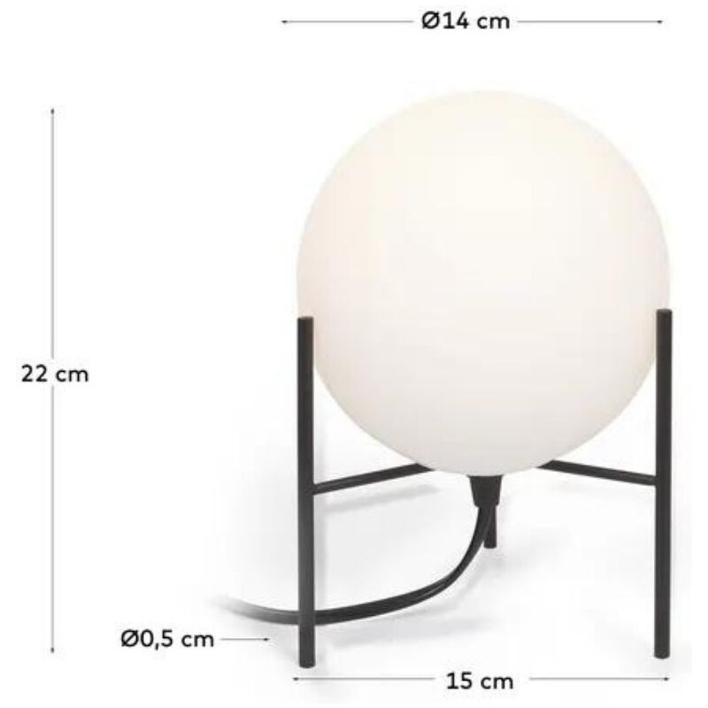 Bílo černá skleněná stolní lampa Kave Home Seina