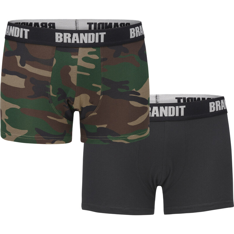 Brandit Boxerky Logo 2er Pack woodland/black