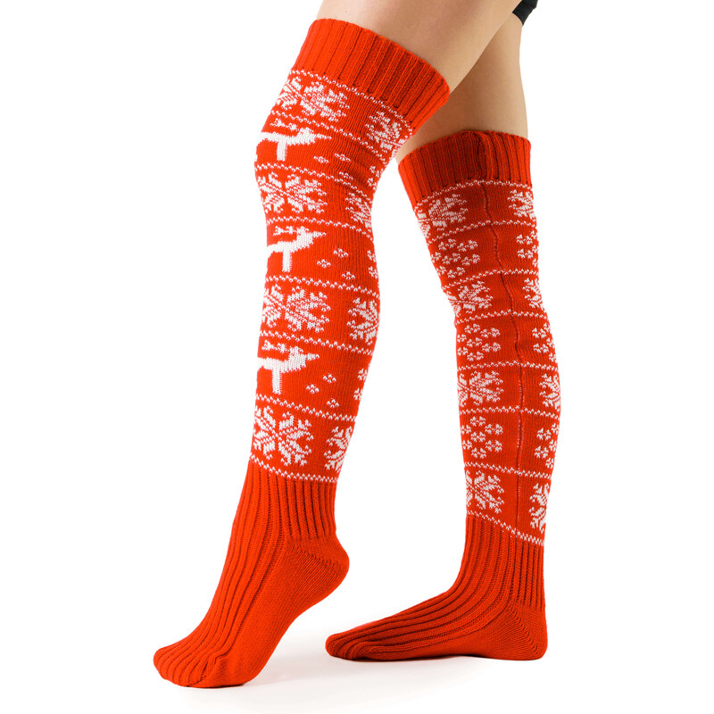 VFstyle červené vánoční pletené návleky na nohy Christmas 65 cm