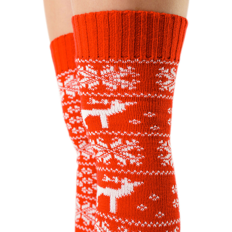 VFstyle červené vánoční pletené návleky na nohy Christmas 65 cm