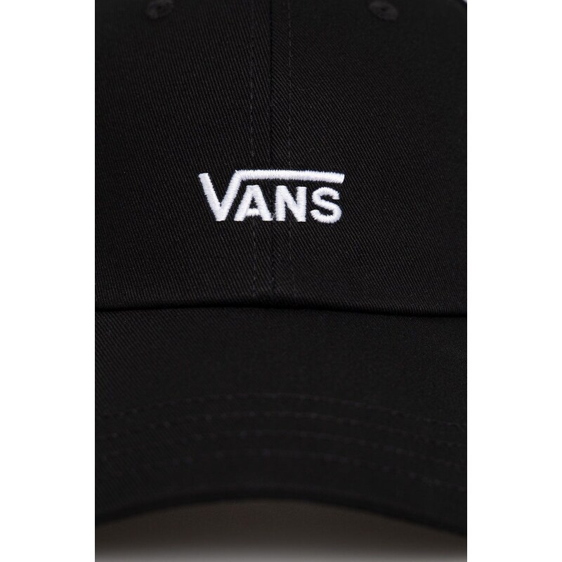 Bavlněná čepice Vans černá barva, s aplikací, VN0A4UM9Y281-BLACKWHITE