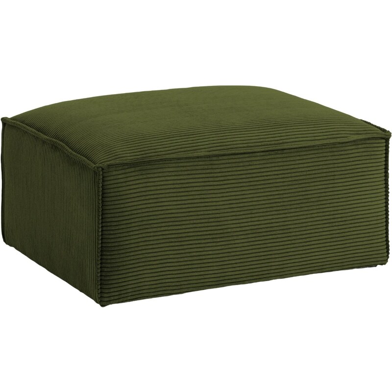 Zelený manšestrový taburet Kave Home Blok 90 x 70 cm