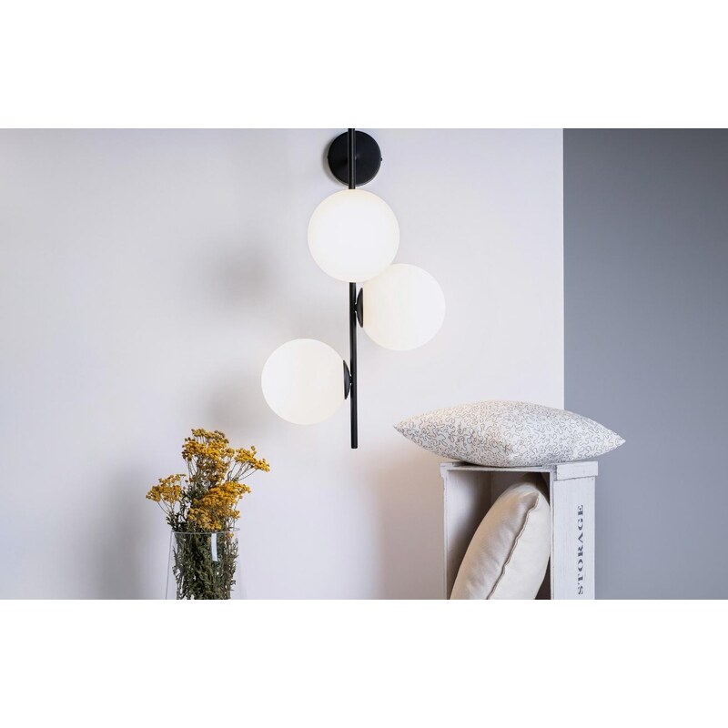 Nordic Design Bílo černé skleněné nástěnné světlo Bubbly 75 cm