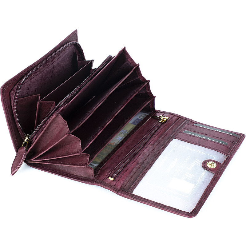 Money Maker Dámská kožená peněženka 12132B bordó