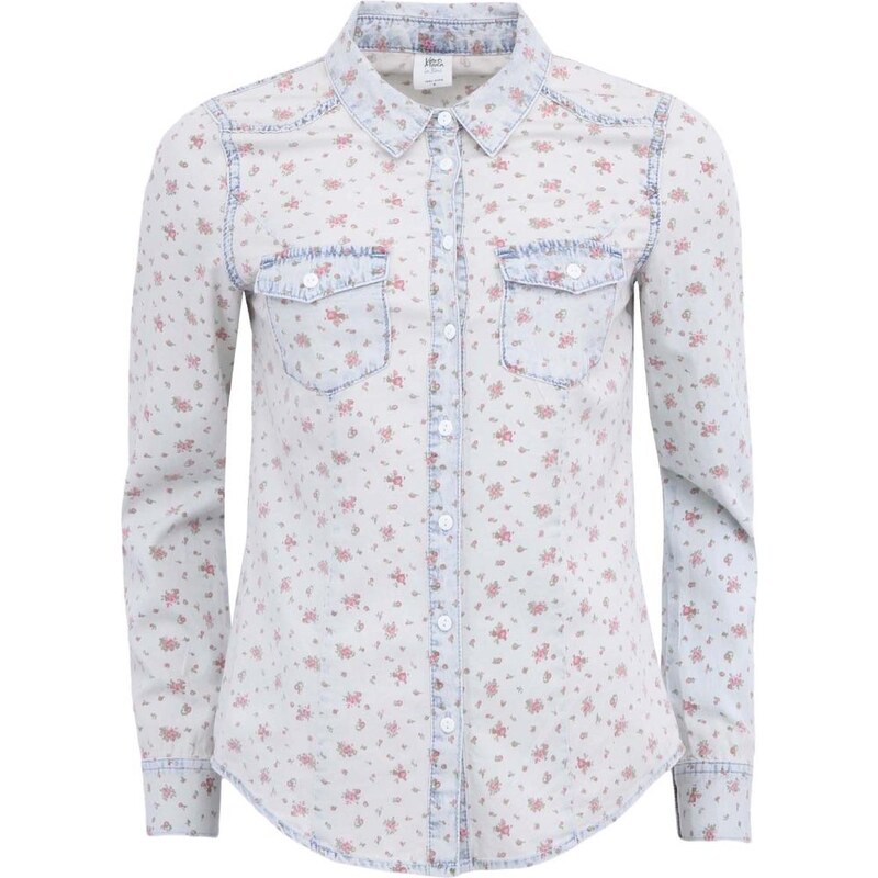Krémová květovaná košile s denim deataily Vero Moda Vera