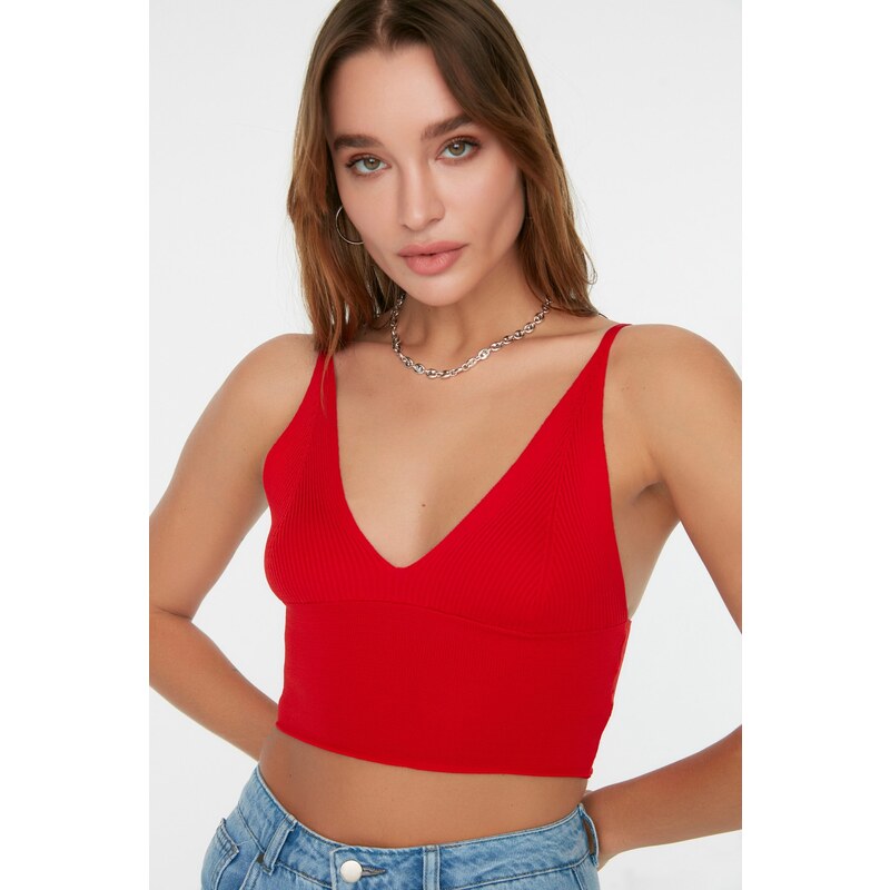 Trendyol Red Super Crop Knitwear Blouse