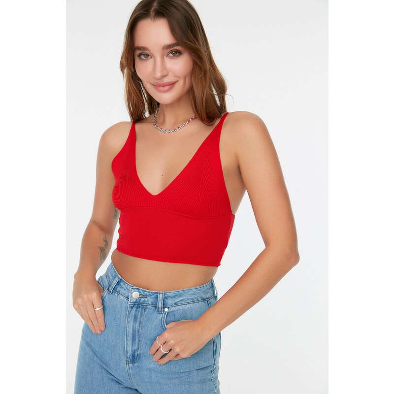 Trendyol Red Super Crop Knitwear Blouse