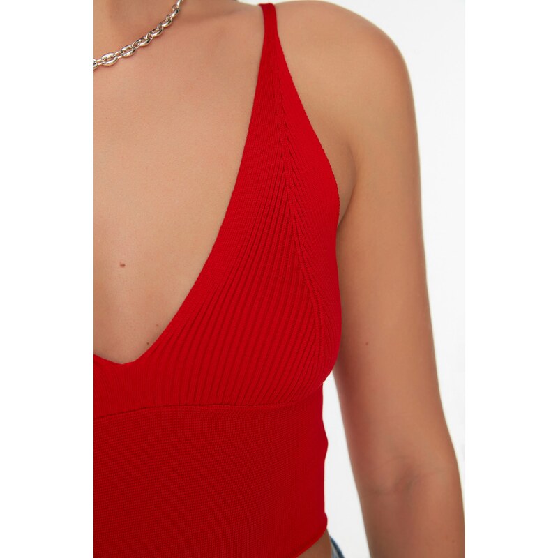 Trendyol Red Super Crop Knitwear Blouse