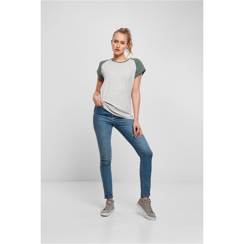 Šedé dámské tričko Urban Classics Contrast Raglan