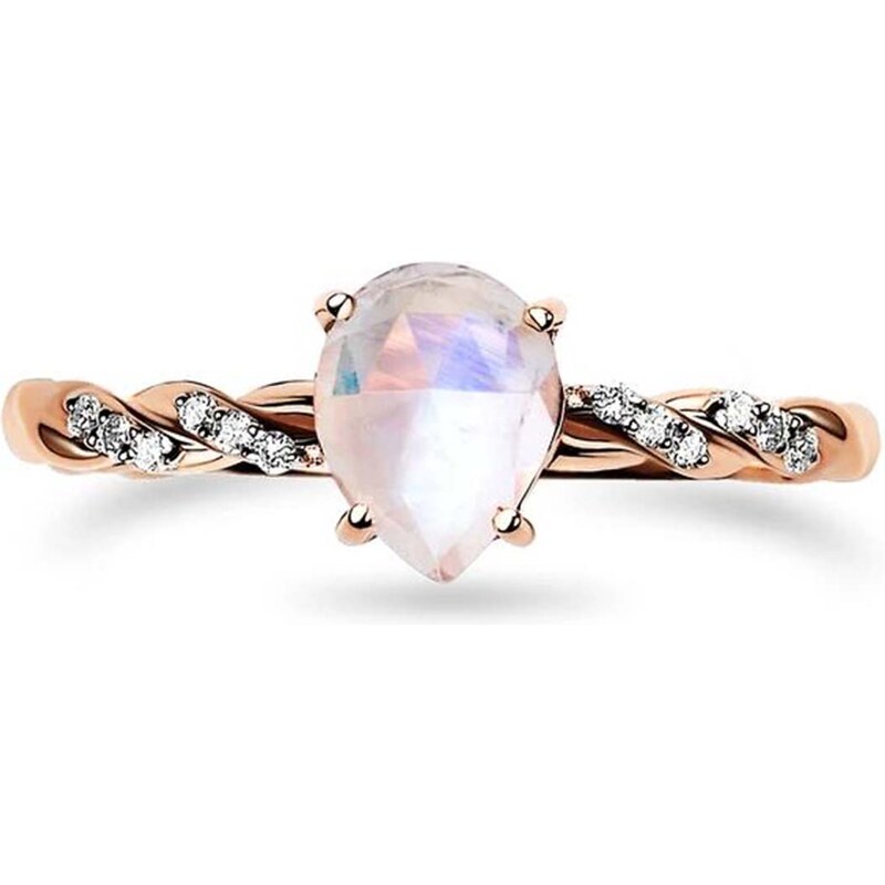 Royal Exklusive Royal Fashion prsten 14k zlato Vermeil GU-DR8707R-ROSEGOLD-MOONSTONE-ZIRCON