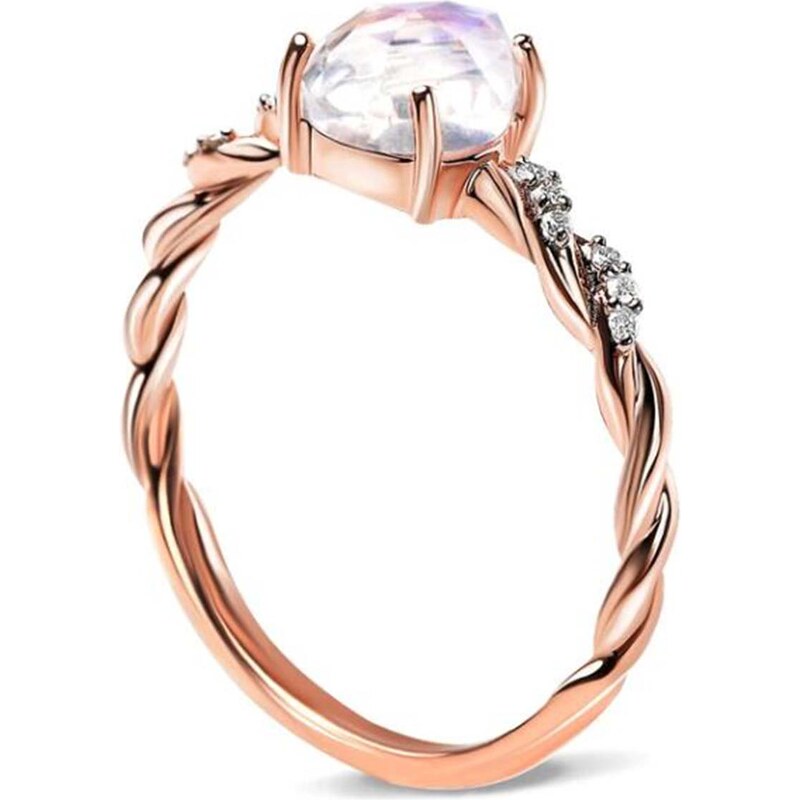 Royal Exklusive Royal Fashion prsten 14k zlato Vermeil GU-DR8707R-ROSEGOLD-MOONSTONE-ZIRCON
