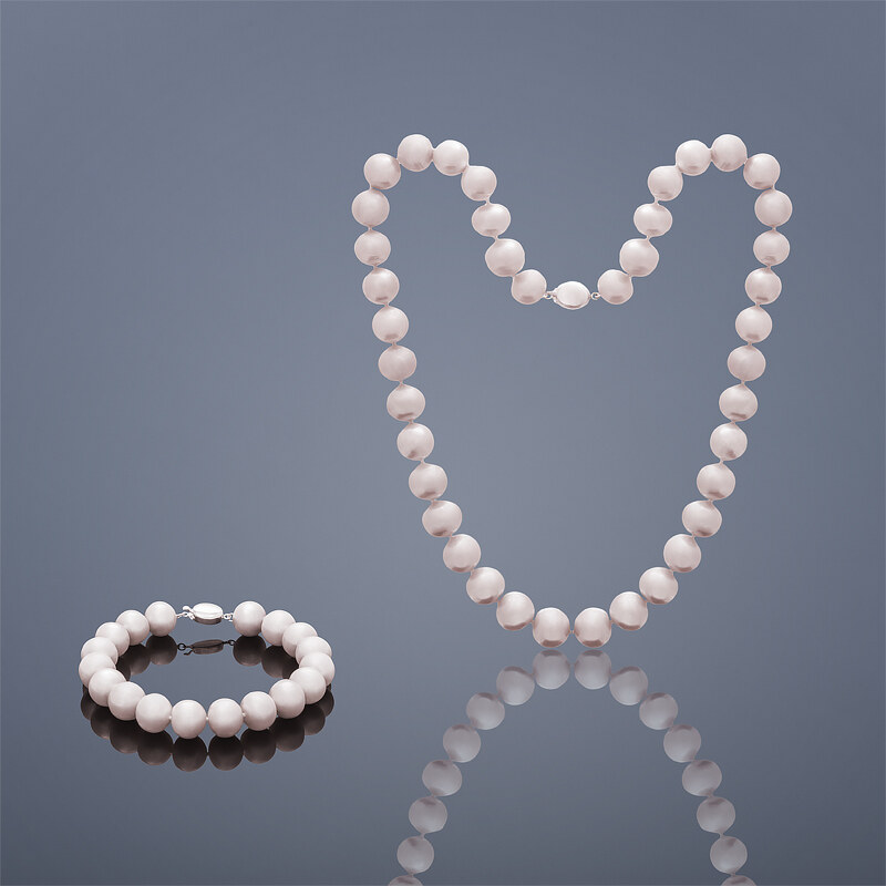 Buka Jewelry Perlová souprava Mutiara L (perlový náramek a náhrdelník) – růžová 816