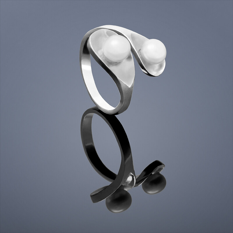Buka Jewelry Buka Perlový prsten Drop – bílá 440