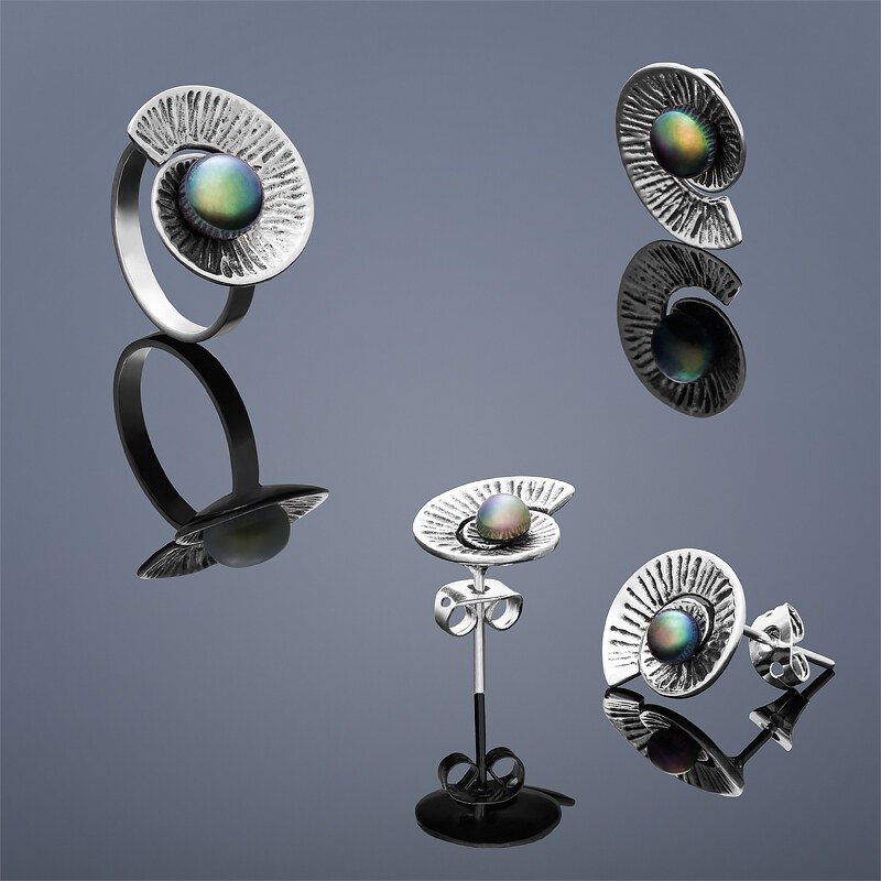 Buka Jewelry Buka perlový set Nautilus (náušnice, přívěsek a prsten) – mix 869