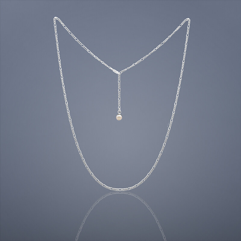 Buka Jewelry Buka Stříbrný řetízek s růžovou perlou - 781