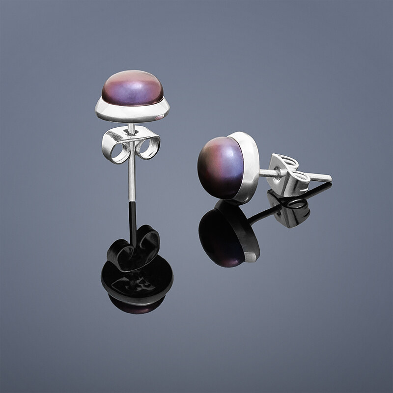 Buka Jewelry Buka Vpichovací náušnice s perlou Buka malé – fialová 207