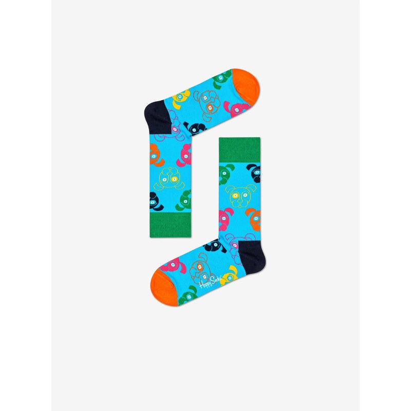 Happy Socks Sada tří párů vzorovaných ponožek v bílé, černé a modré barvě Happ - Pánské