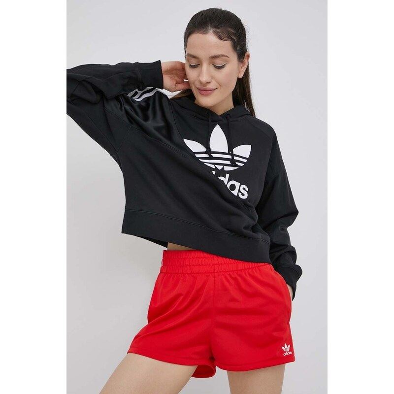 Kraťasy adidas Originals Adicolor dámské, červená barva, hladké, high waist, HE9495-VIVRED