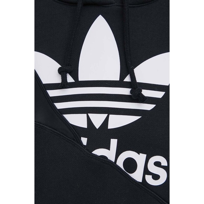 Mikina adidas Originals Adicolor dámská, černá barva, s potiskem, HC7050-BLACK