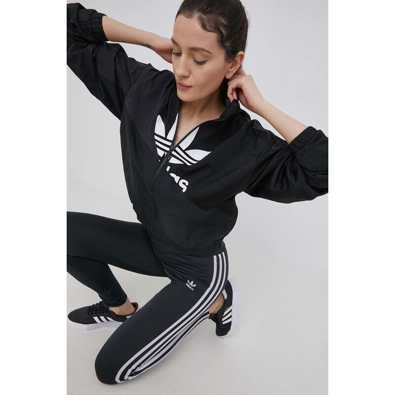 Legíny adidas Originals Adicolor HF7536 dámské, černá barva, s aplikací, HF7536-BLACK