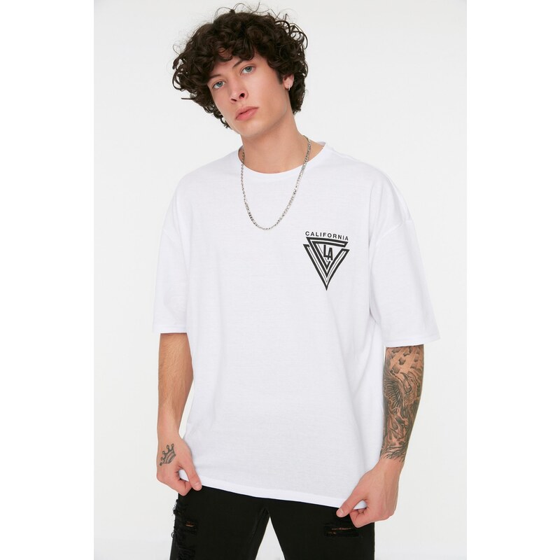 Trendyol Oversize/Wide-Fit Crew Neck Short Sleeve City Printed 100% Cotton T-Shirt