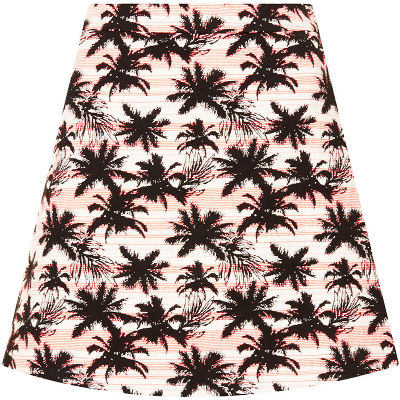 Topshop Palm Jacquard Aline Skirt